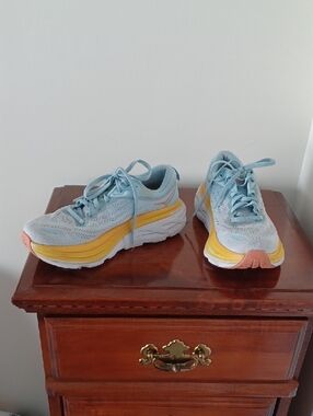 Light Blue and Yellow Women's Running Shoes